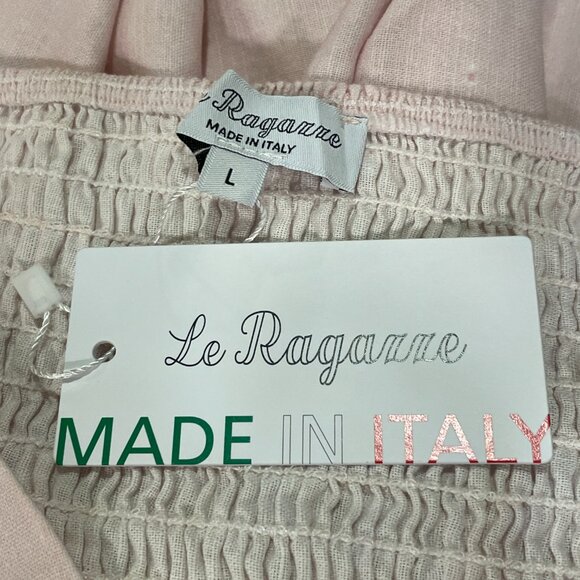 LE RAGAZZE NWT Sleeveless Empire Maxi Dress Linen Blnd Border Seaside Pnk/Mult L - Picture 8 of 11